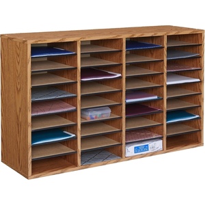 image:imageSafco Literature Organizer 36 Compartments Office and Classroom Mailbox with Adjustable Shelves Wood Paper and Mail Sorter Medium Oak