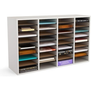 image:imageSafco Literature Organizer 36 Compartments Office and Classroom Mailbox with Adjustable Shelves Wood Paper and Mail Sorter Modern Gray