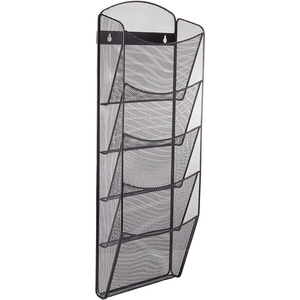 image:imageSafco Mesh Magazine Holder 5 Pocket Wall Mount Display Rack Brochure Organizer Durable Steel Construction 5lb Capacity Black