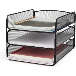 image:imageSafco Onyx Desk Organizer 3 Trays Office and Classroom Mailbox Paper and Mail Sorter Steel Mesh BlackBlack