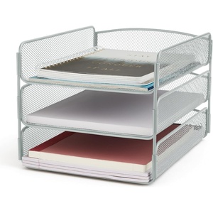 image:imageSafco Onyx Desk Organizer 3 Trays Office and Classroom Mailbox Paper and Mail Sorter Steel Mesh BlackSilver