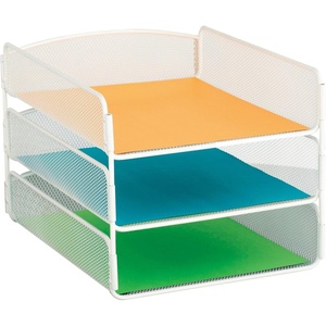 image:imageSafco Onyx Desk Organizer 3 Trays Office and Classroom Mailbox Paper and Mail Sorter Steel Mesh White
