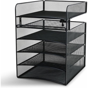 image:imageSafco Onyx Hanging Under Desk Organizer 5 Trays Office and Classroom Mailbox  Paper and Mail Sorter Steel Mesh BlackBlack