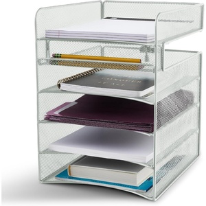image:imageSafco Onyx Hanging Under Desk Organizer 5 Trays Office and Classroom Mailbox  Paper and Mail Sorter Steel Mesh BlackSilver