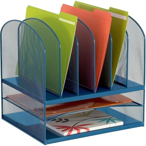 image:imageSafco Onyx Mesh 2 Tray 6 Sorter Desktop Organizer 3255BU Blue Powder Coat Finish Durable Steel Mesh Construction SpaceSaving FunctionalityBlue