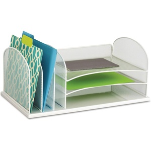 image:imageSafco Onyx Mesh 3 Sorter 3 Tray Desktop Organizer 3254WH White Powder Coat Finish Durable Steel Mesh Construction