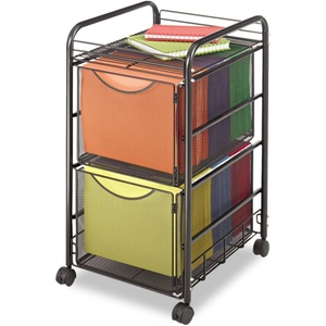 image:imageSafco Onyx Rolling Cart with 2 File Drawers Fits LetterSize Hanging Folders Durable Steel Mesh Construction Black2 File Drawers