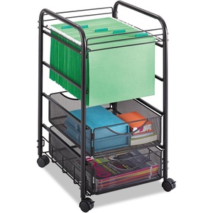 image:imageSafco Onyx Rolling Cart with 2 File Drawers Fits LetterSize Hanging Folders Durable Steel Mesh Construction Black2 Storage Drawers