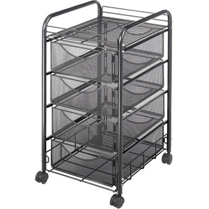 image:imageSafco Onyx Rolling Cart with 2 File Drawers Fits LetterSize Hanging Folders Durable Steel Mesh Construction Black4 Storage Drawers