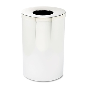 image:imageSafco Open Top Trash Can 30 Gallon Stainless Steel Modern Garbage Can for Indoor Use WhiteChrome
