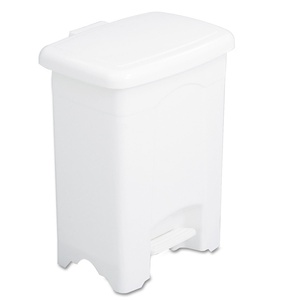 image:imageSafco Products 9710WH Plastic StepOn Waste Receptacle 4Gallon WhiteWhite