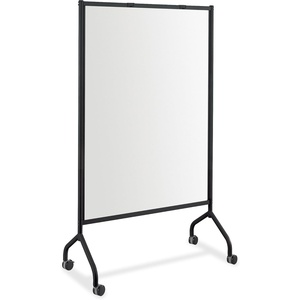 image:imageSafco Products Impromptu Full Collaboration Whiteboard Screen 8511BL Black 42W x 72H DoubleSided Magnetic Dry Erase Board CommercialGrade Steel Frame Swivel Wheels Accessory ShelfBlack
