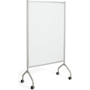 image:imageSafco Products Impromptu Full Collaboration Whiteboard Screen 8511BL Black 42W x 72H DoubleSided Magnetic Dry Erase Board CommercialGrade Steel Frame Swivel Wheels Accessory ShelfGrey