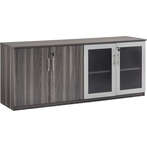 image:imageSafco Products Medina Modern Office Storage Wall Cabinet with Wood and Glass Doors 72W x 20D x 29 12H Gray SteelGray Steel