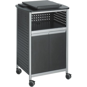 image:imageSafco Scoot MultiPurpose Rolling Lectern with Adjustable Shelving Wire Storage Mobile on 4 Casters Durable Steel Construction Black