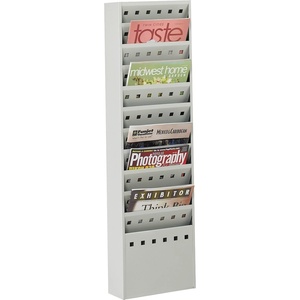 image:imageSafco Steel Magazine Rack 23 Pocket Wall Mounted Display for Home amp Office Durable Powder Coat FinishLight Gray