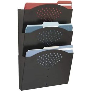 image:imageSafco Steel Three Pocket Letter Size Flush Mount Wall Rack 3172BL Black Powder Coat Finish Durable CommercialSteel ConstructionTriple Letter