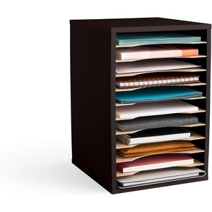 image:imageSafco Vertical Literature Organizer 11 Compartments Office and Classroom Mailbox with Adjustable Shelves Wood Paper and Mail Sorter Modern GrayBlack
