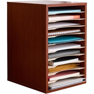 image:imageSafco Vertical Literature Organizer 11 Compartments Office and Classroom Mailbox with Adjustable Shelves Wood Paper and Mail Sorter Modern GrayCherry