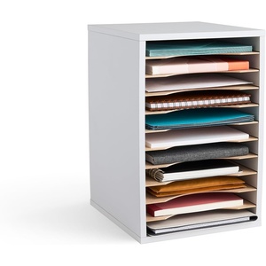 image:imageSafco Vertical Literature Organizer 11 Compartments Office and Classroom Mailbox with Adjustable Shelves Wood Paper and Mail Sorter Modern GrayWhite