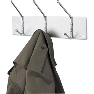 image:imageSafco Wall Mount Coat Rack 6Hooks for Hanging Coats Purses Bags Umbrellas for Hallways and Entryways Black and Satin Aluminum3 Hook