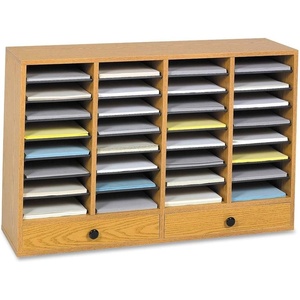 image:imageSafco Wooden Paper and Mail Organizer for Home Office and Classroom Adjustable Shelves and Stackable 12 Compartments with Drawers Modern Gray