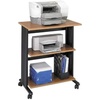 image:imageSafco Muv Adjustable Printer Stand Medium Oak Swivel Wheels Two Adjustable Shelves Medium Oak and Black 1881MOMedium OakBlack