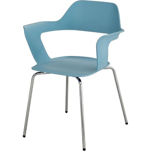 image:imageSafco Products Bandi Shell Stack Chair  Blue Sturdy Steel Frame Polypropylene Shell Stacks 8 High 2 Cartons 4275BUBlue