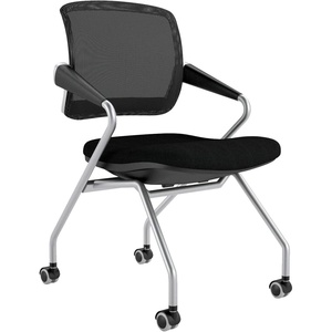 image:imageSafco Products Valor Mid Back Chair with Arms TSM2BB Black Breathable Mesh Back Fabric Seat Compact Nesting Storage Qty 2